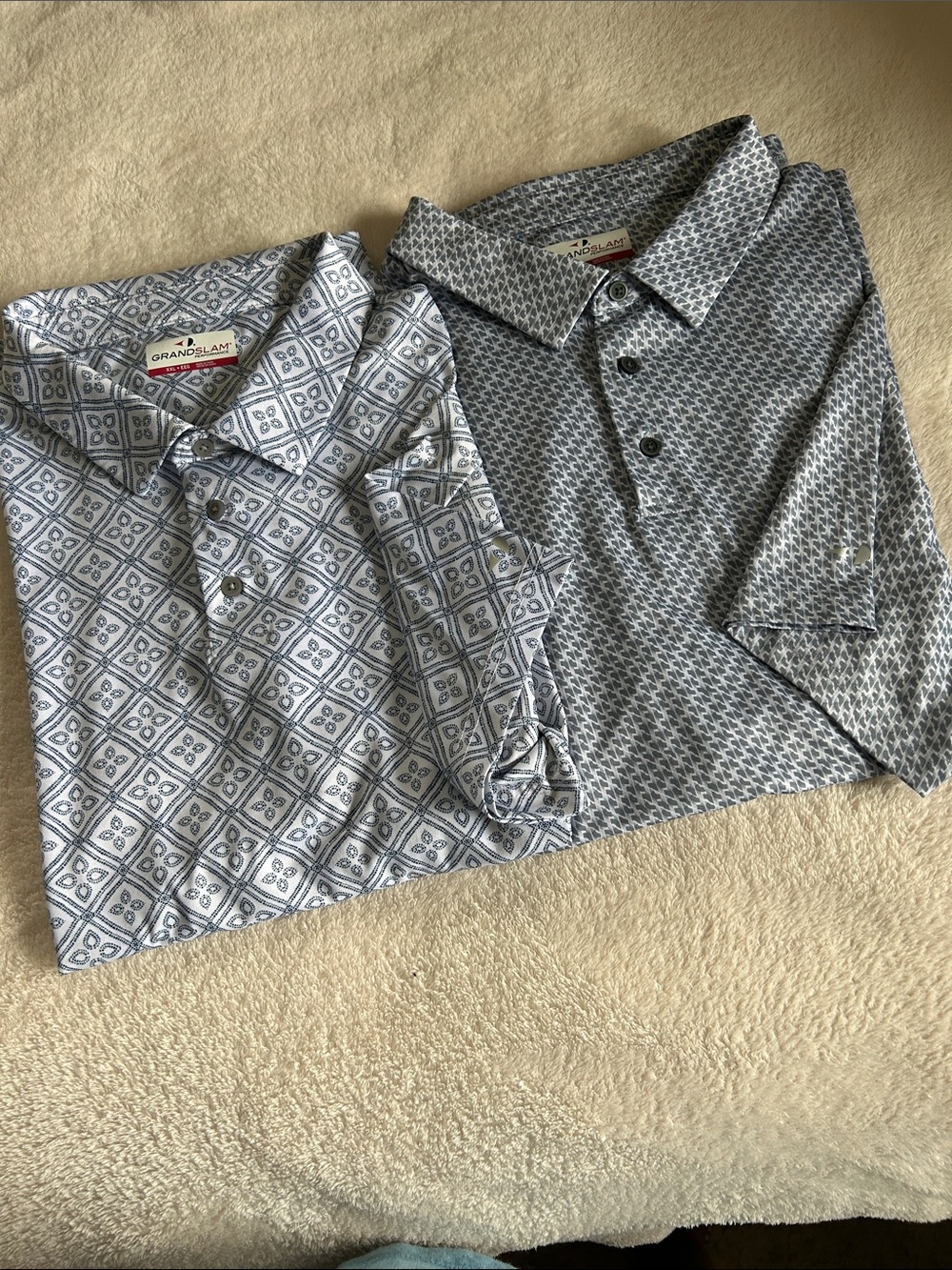Grand Slam Men's Light Blue & Gray Patterned Polo Duo